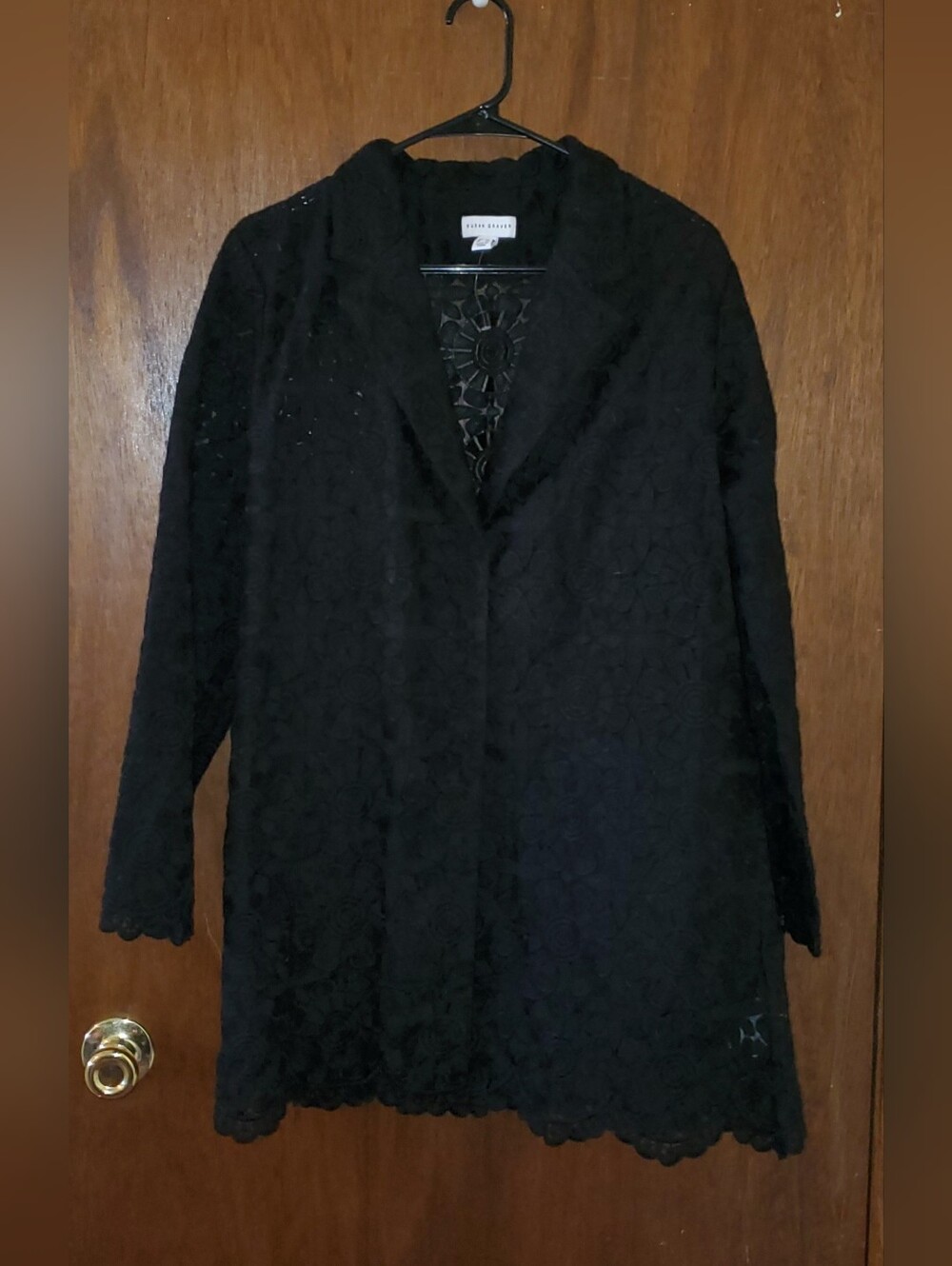 NWOT Susan Graver Black Lace Longline Jacket Sz 12